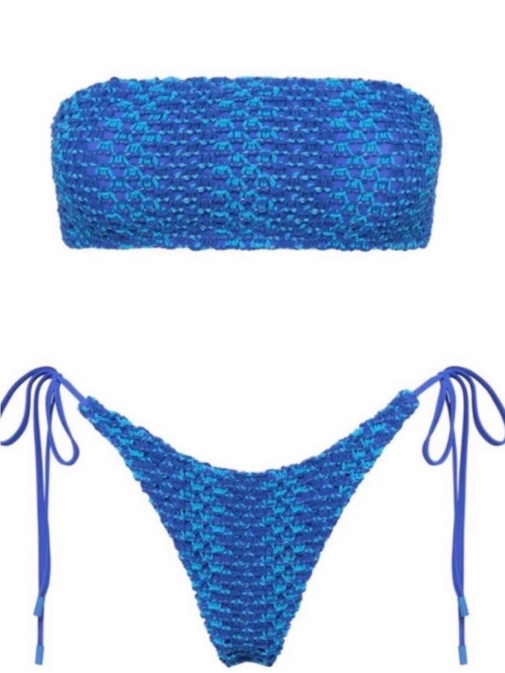 Triangl Blue Smocked Bandeau Tie-Side Bikini